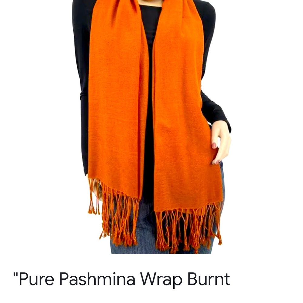 Pashmina Scarf In Burnt orange with tassels